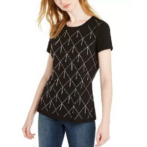 Inc Cotton Raining Rhinestone Embellished T-Shirt